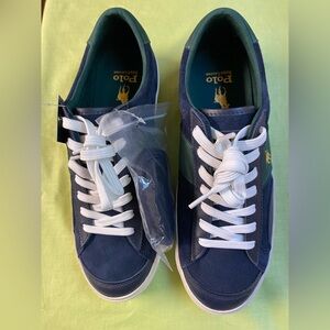 New Men’s Ralph Lauren Green Blue Suede Sayer Sneakers Size 9